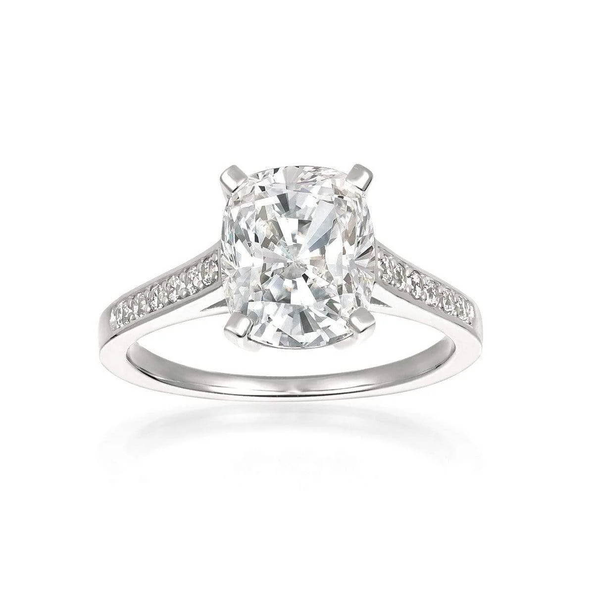 CRISLU Radiant Cushion Cut Ring finished in Pure Platinum - Size 6