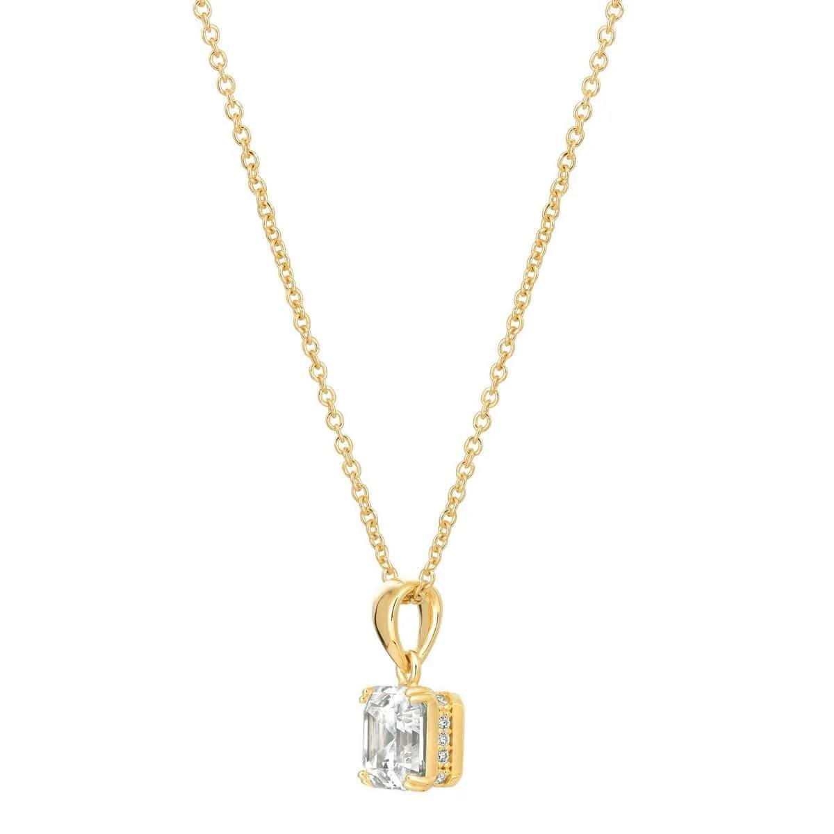 CRISLU Royal Asscher Cut 4.10 Carat Pendant Necklace finished in 18KT Gold