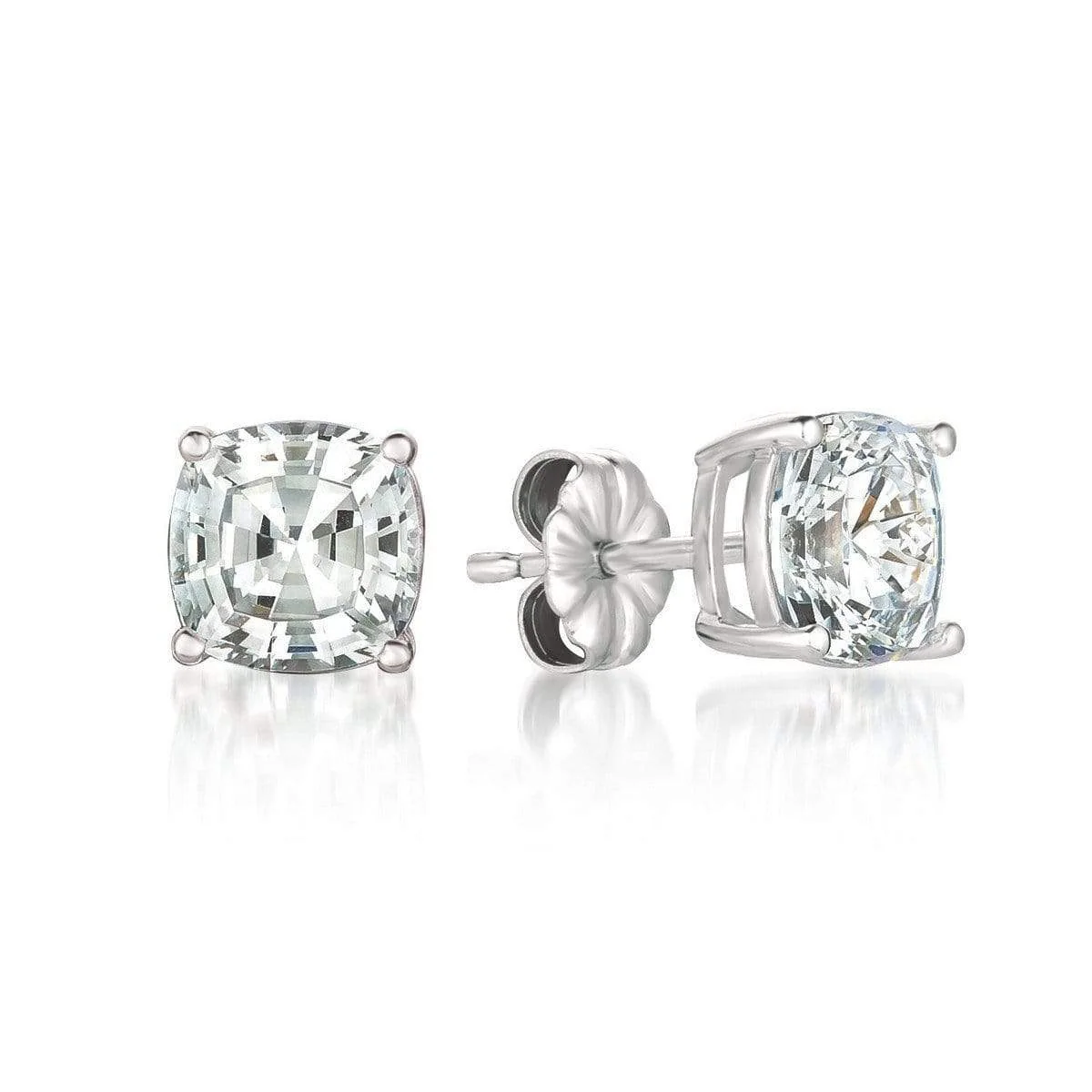 CRISLU Solitaire Asscher Earrings 4.00 Carat Finished in 18KT Pure Platinum