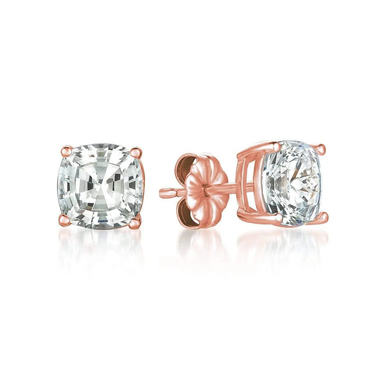 CRISLU Solitaire Asscher Earrings 4.00 Carat Finished in 18KT Rose Gold