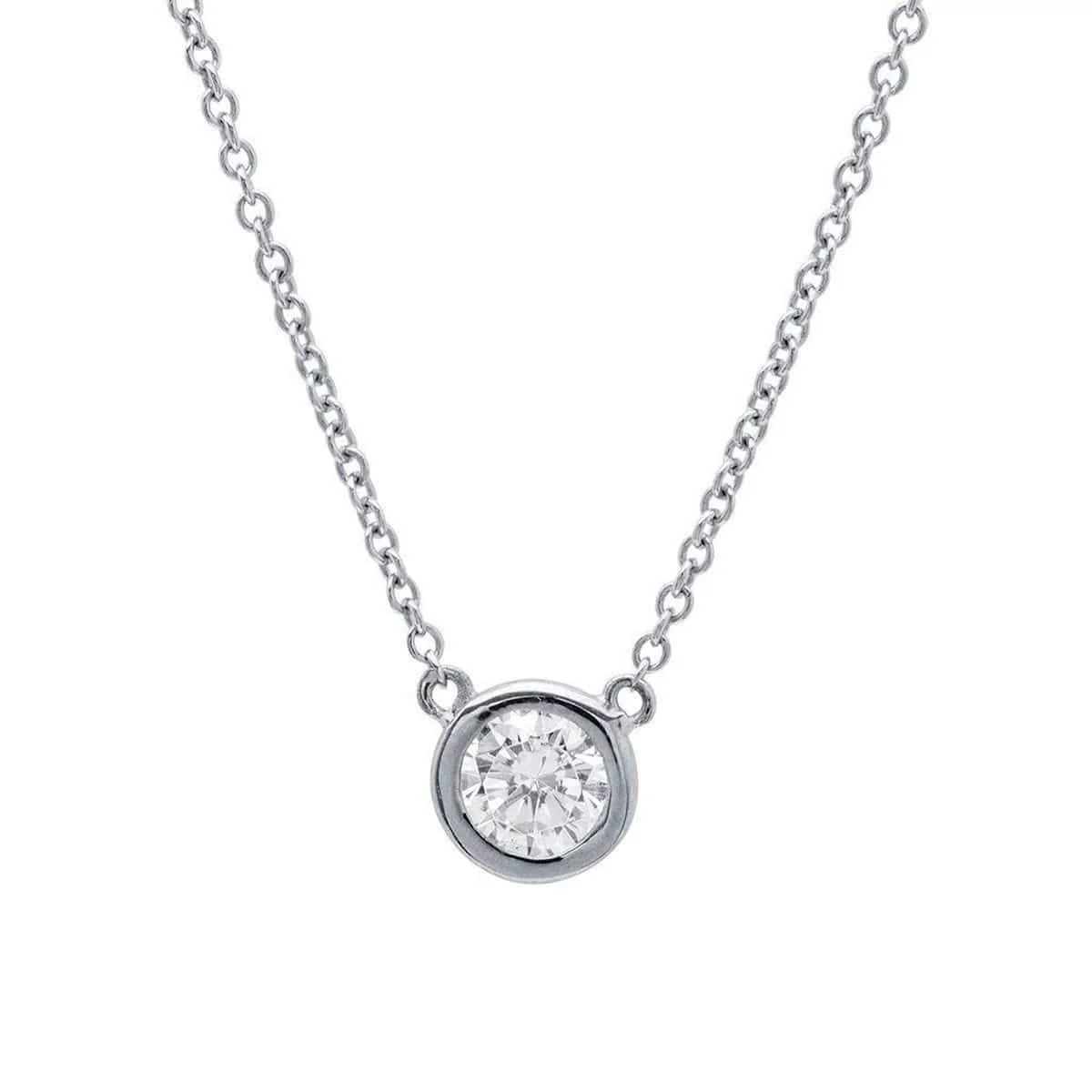 CRISLU Solitaire Bezel Pendant Small Finished in Pure Platinum