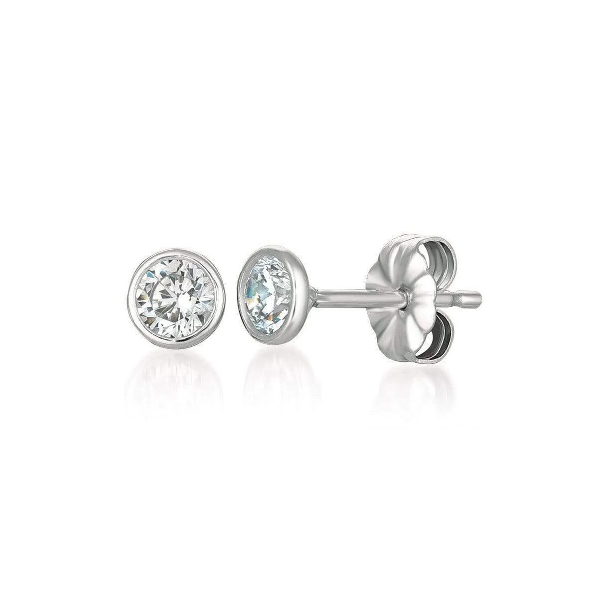 CRISLU Solitaire Bezel Set Earrings 1.00 Carat Finished in Pure Platinum
