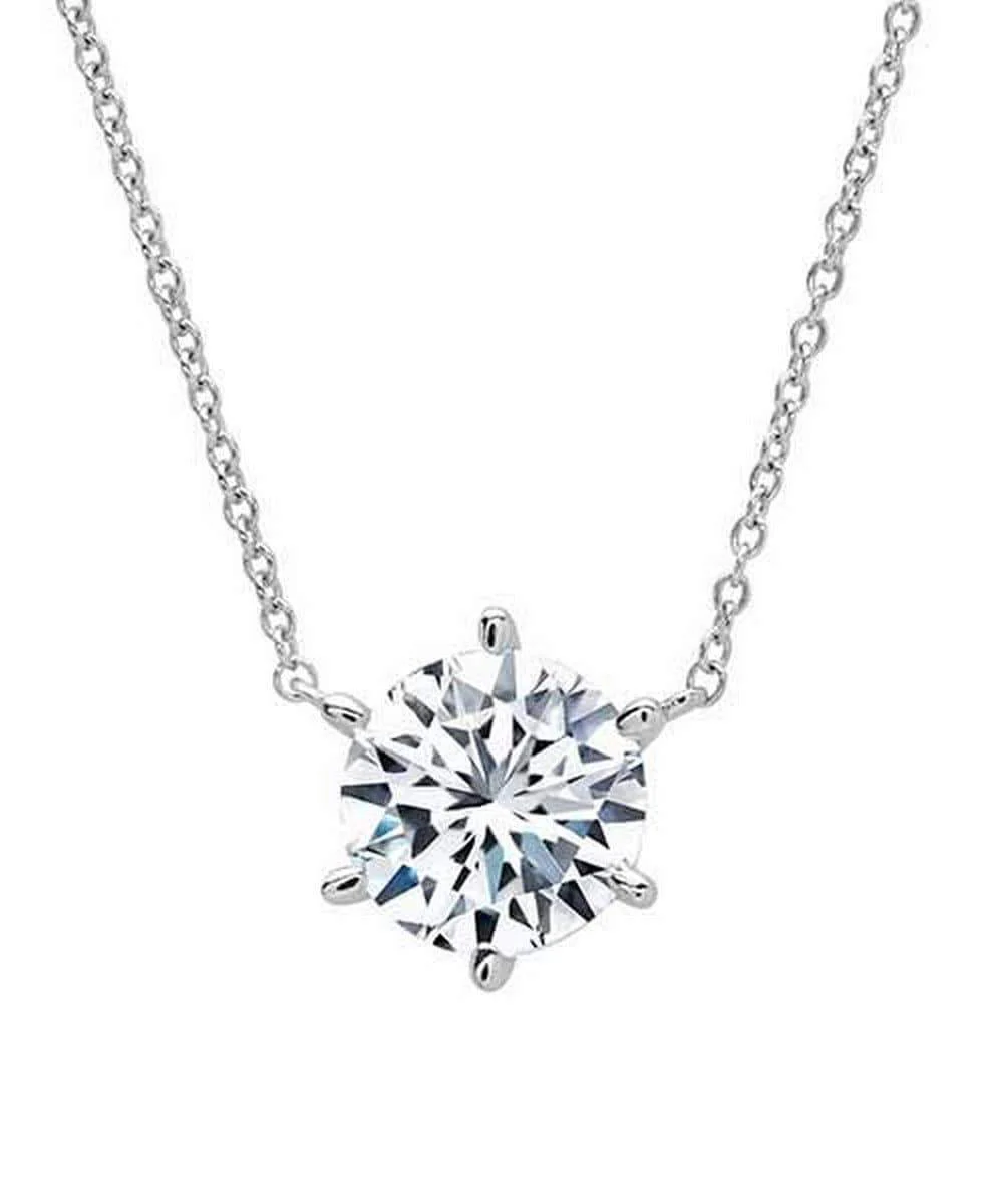 CRISLU Solitaire Brilliant 2.00 Carat Necklace - 6 prong