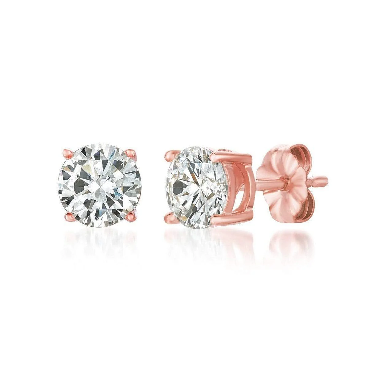 Crislu Solitaire Brilliant Earrings 2.00 Carat Finished in 18K Rose Gold