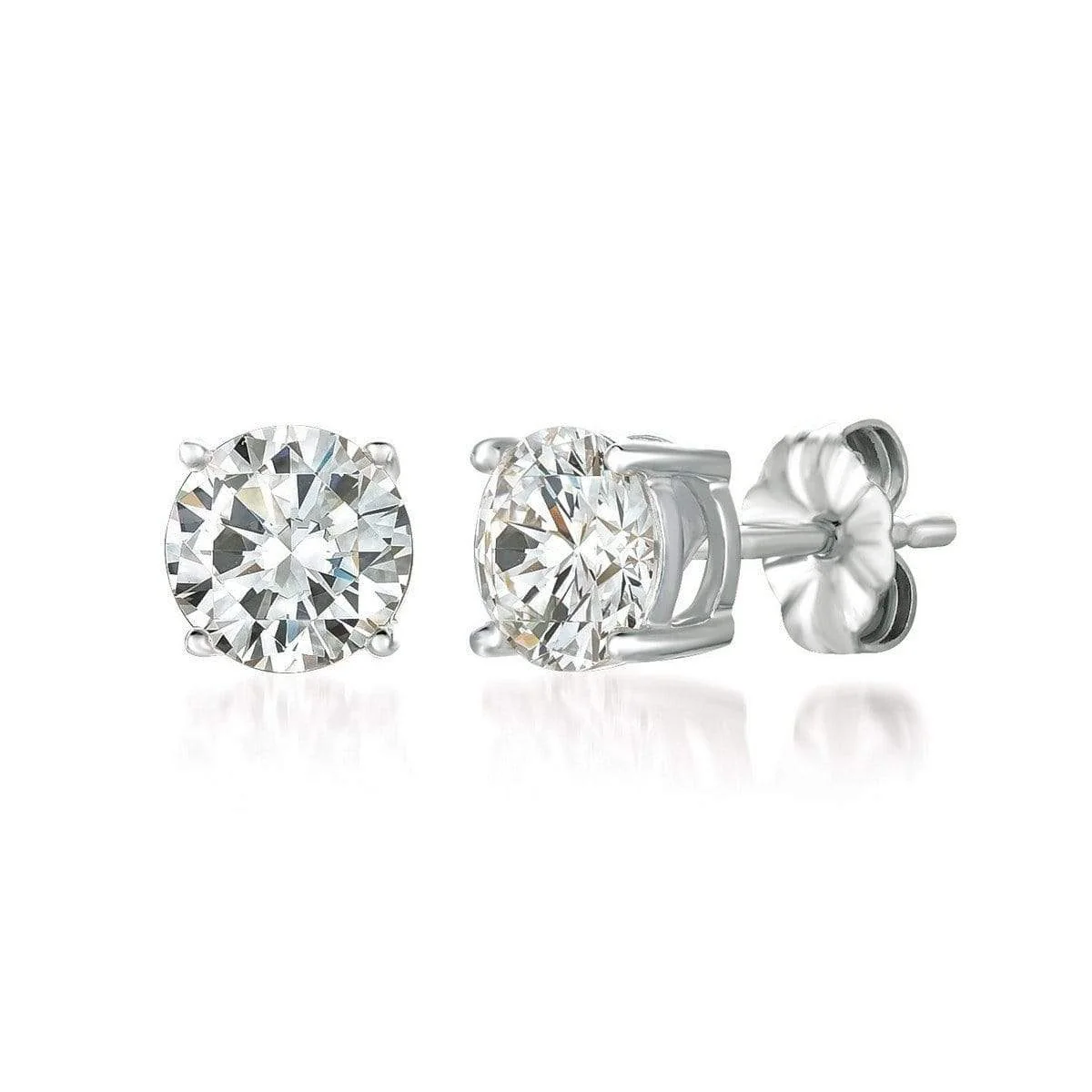 CRISLU Solitaire Brilliant Earrings 2.00 Carat Finished in Pure Platinum