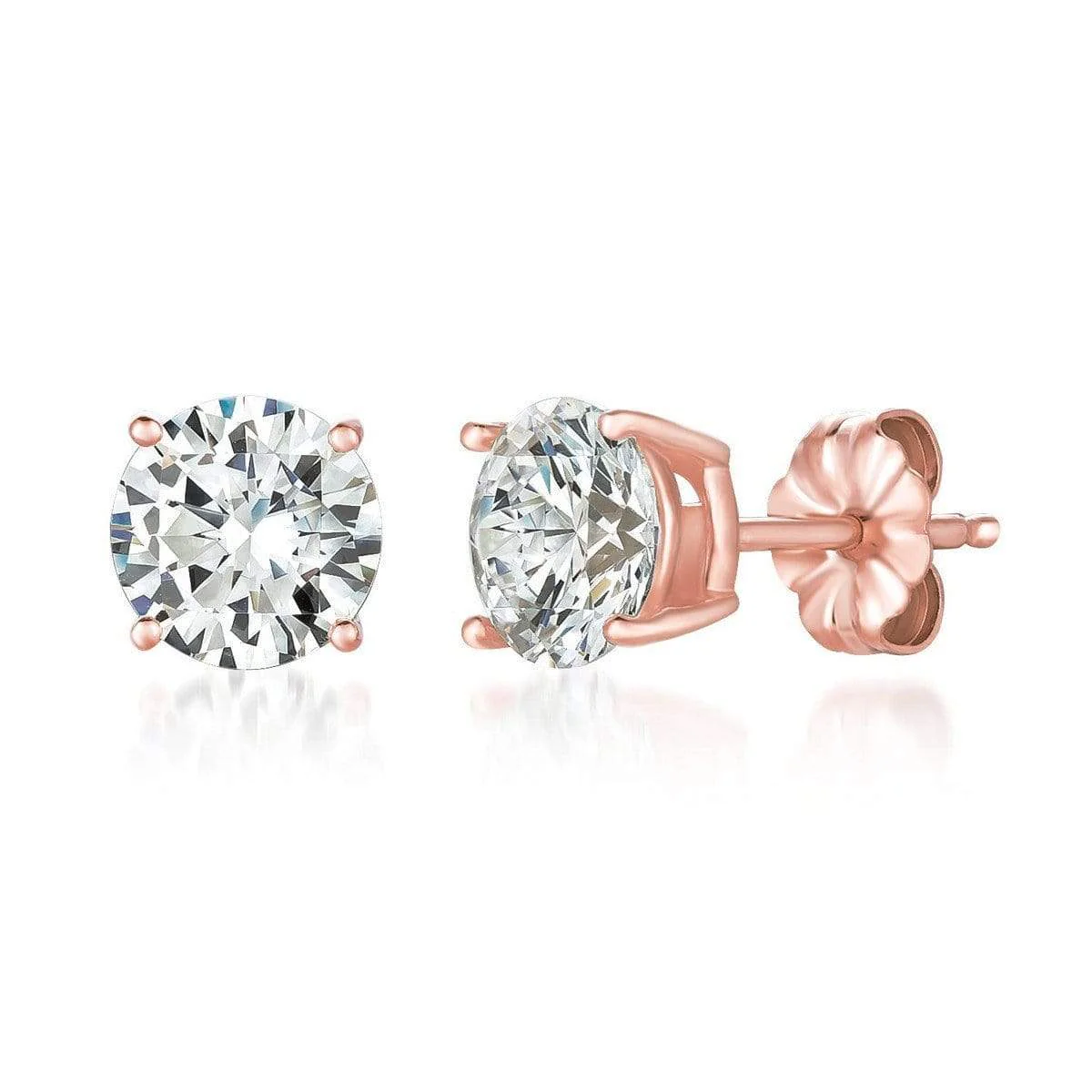 CRISLU Solitaire Brilliant Earrings 3.00 Carat Finished in 18KT Rose Gold