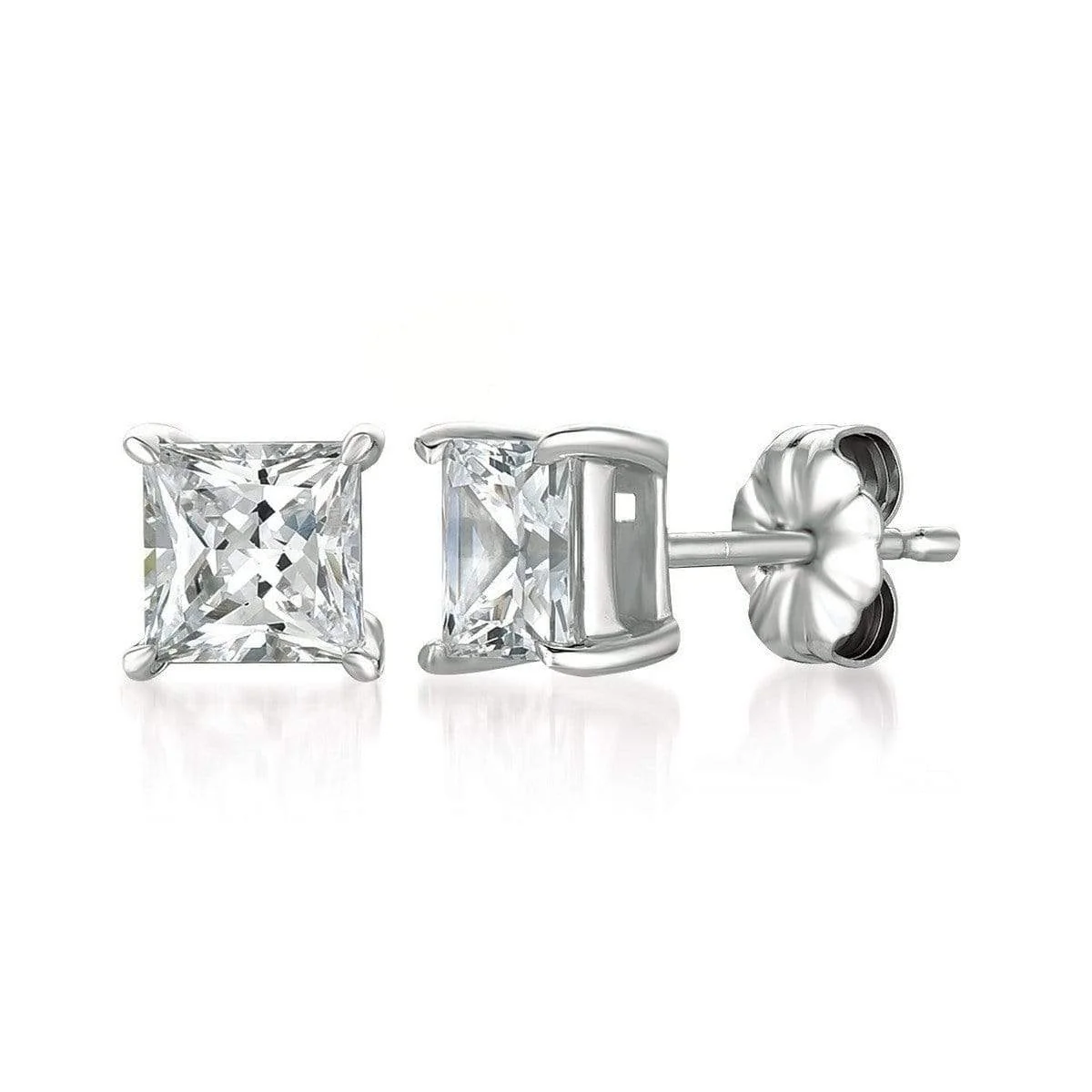 CRISLU Solitaire Princess Earrings 2.50 Carat Finished in Pure Platinum