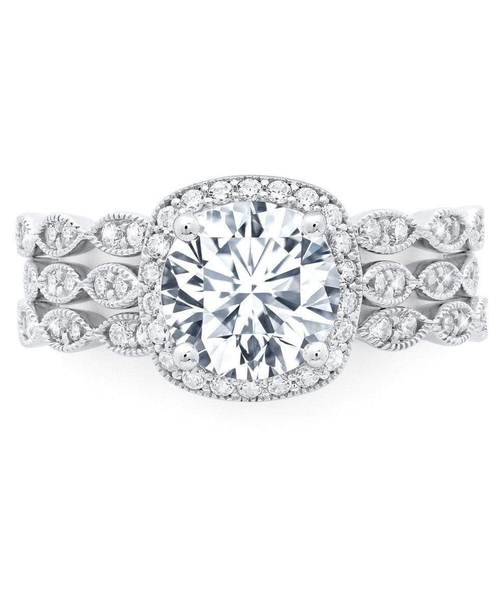 CRISLU Three Ring Stack with Brilliant Center Stone - Size 7