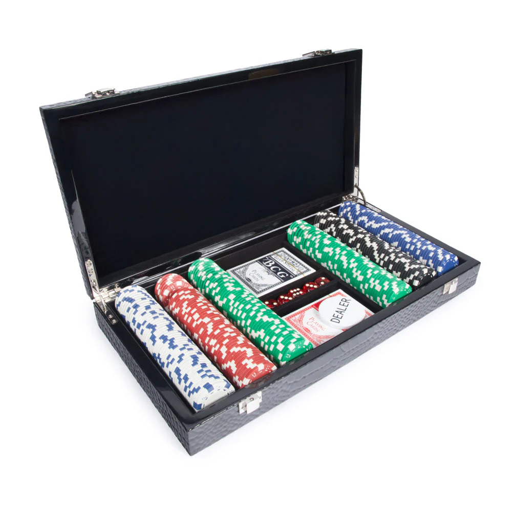 Croc Laser Engraved 300 Chip Poker Set Black - Image 2