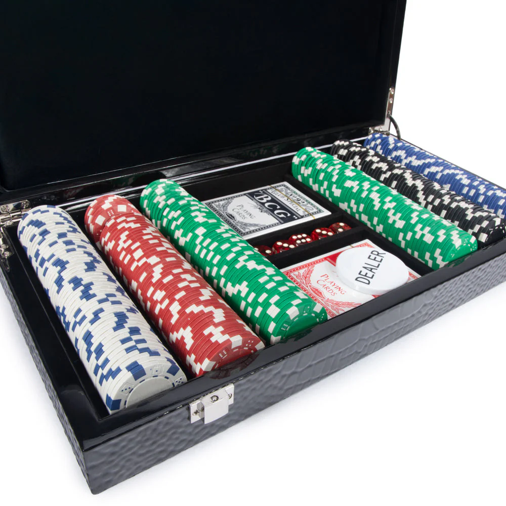 Croc Laser Engraved 300 Chip Poker Set Black - Image 3