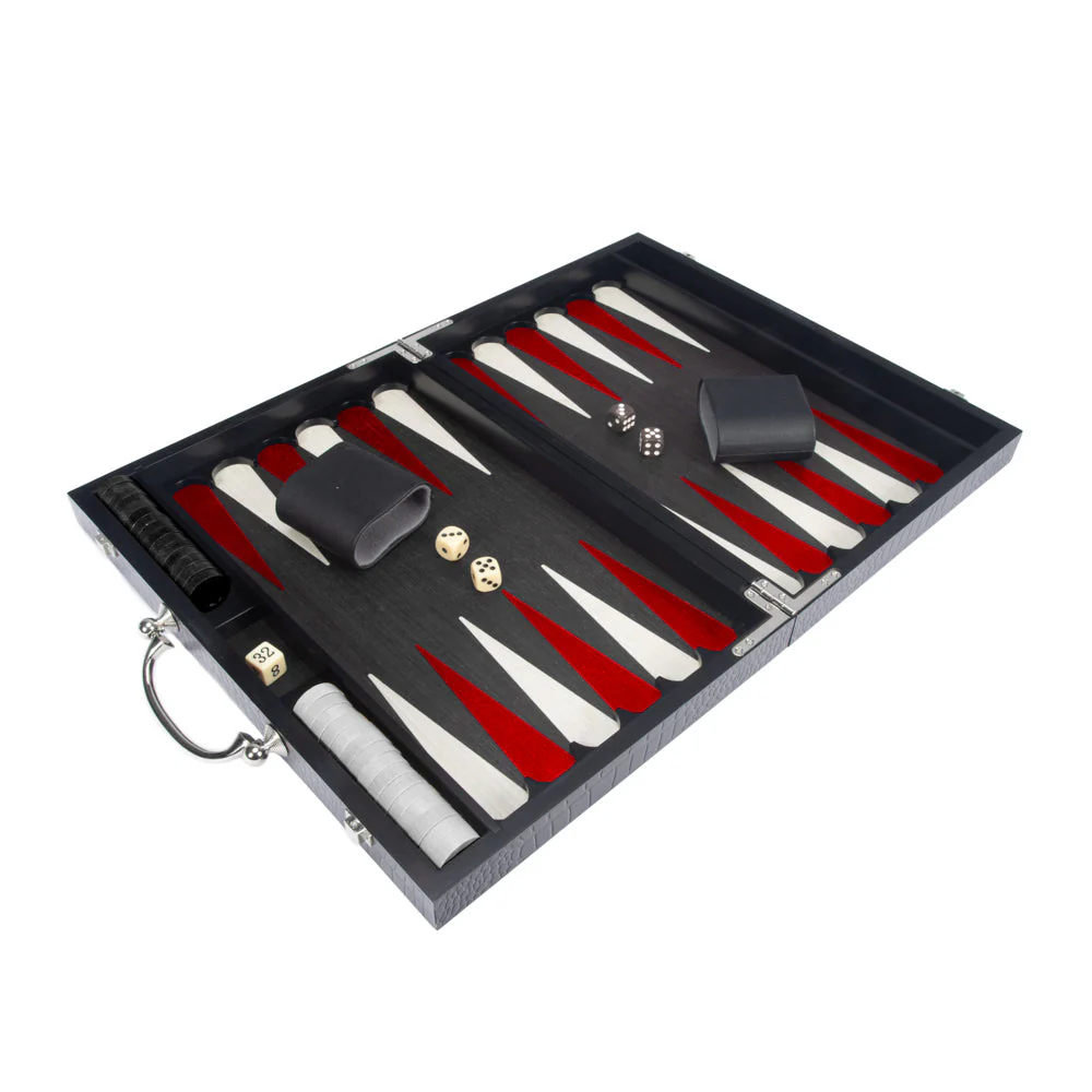 Croc Laser Engraved Backgammon Black