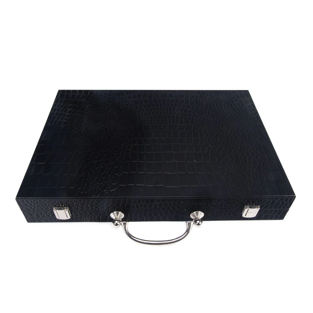 Croc Laser Engraved Backgammon Black - Image 2