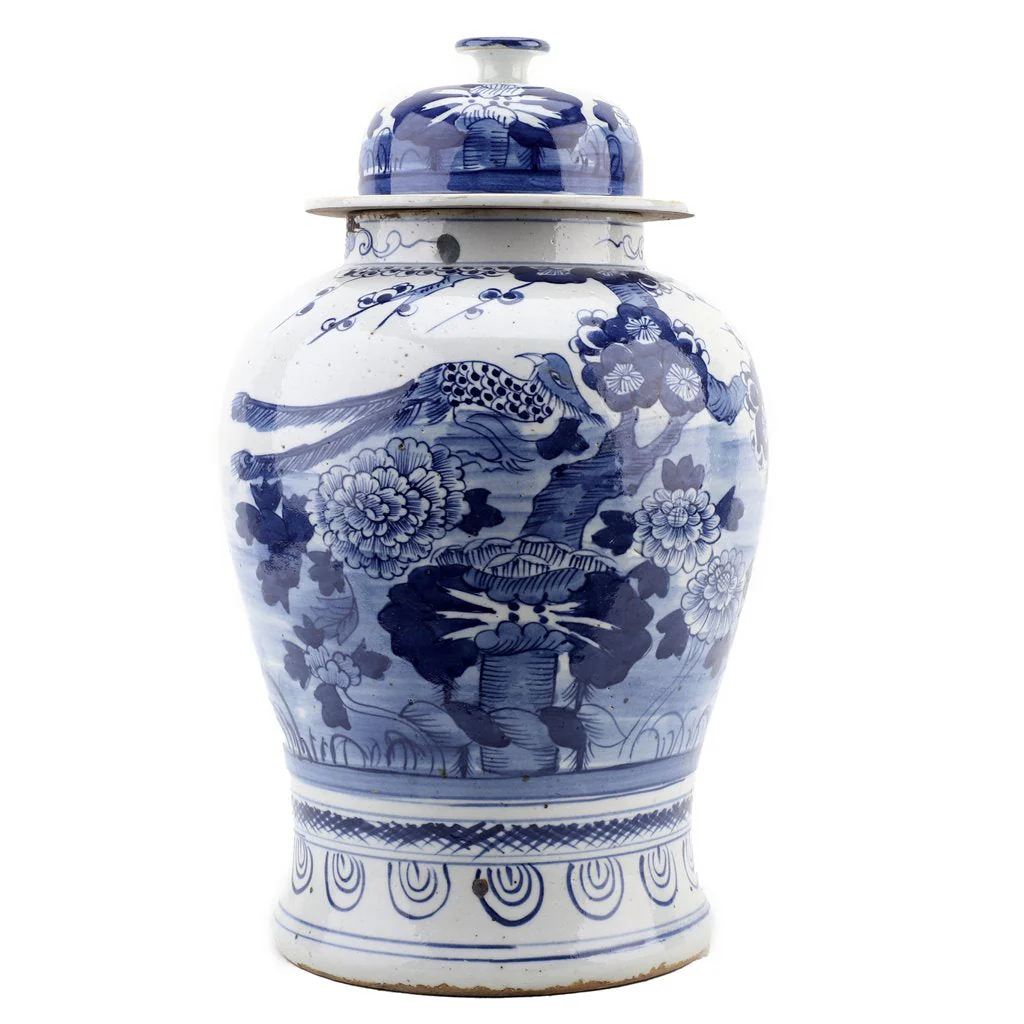 Danny's Fine Porcelain 10.625L X 10.625W X 17.25H - TEMPLE JAR - BIRD & FLORAL 50872