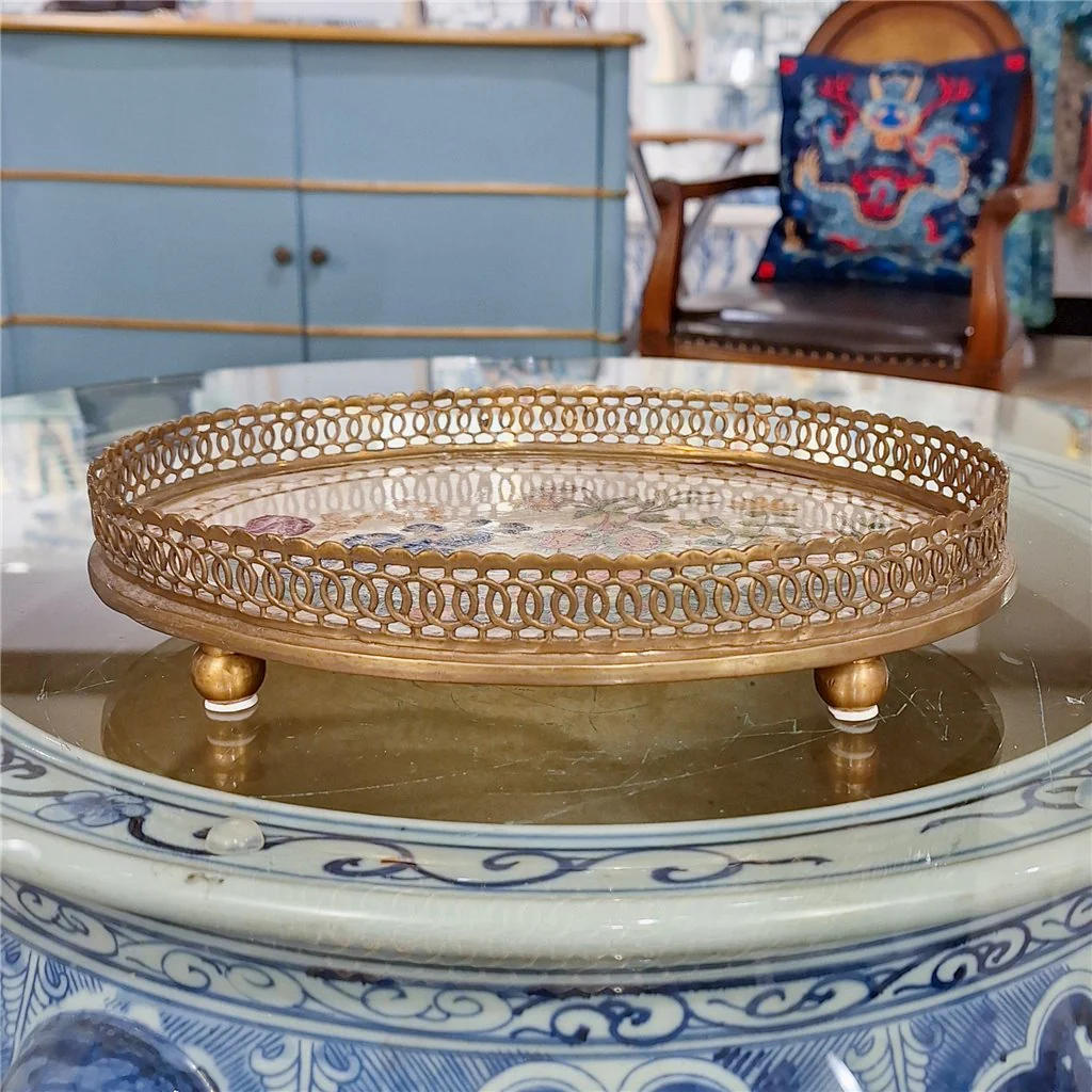 Danny's Fine Porcelain 10L X 7.5W X 2H PORCELAIN OVAL TRAY WITH BRONZE ORMOLU - WILDBREEZE 14063 - Image 3