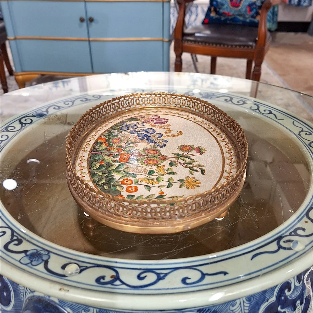 Danny's Fine Porcelain 10L X 7.5W X 2H PORCELAIN OVAL TRAY WITH BRONZE ORMOLU - WILDBREEZE 14063 - Image 6