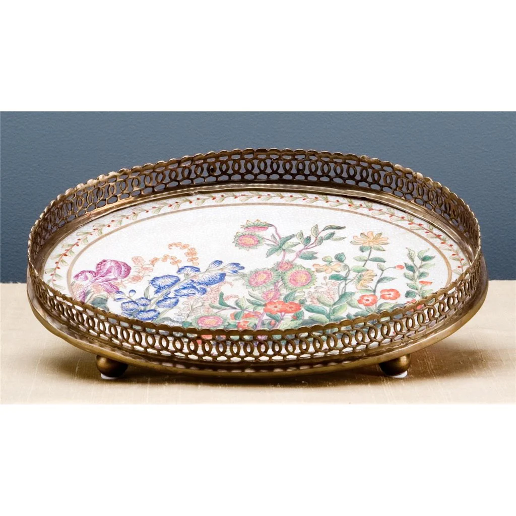 Danny's Fine Porcelain 10L X 7.5W X 2H PORCELAIN OVAL TRAY WITH BRONZE ORMOLU - WILDBREEZE 14063 - Image 8