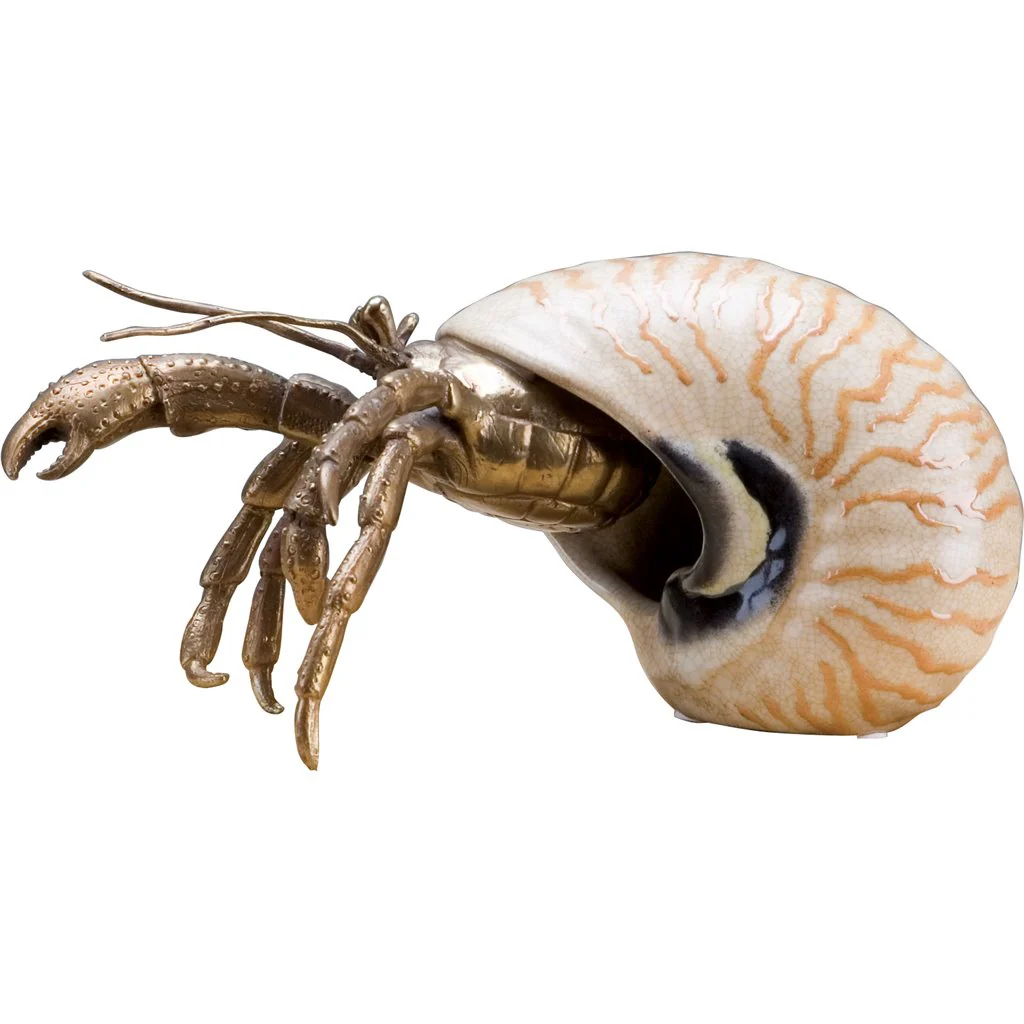 Danny's Fine Porcelain 10L X 7W X 5H PORCELAIN HERMIT CRAB WITH BRONZE- CORAL 14077