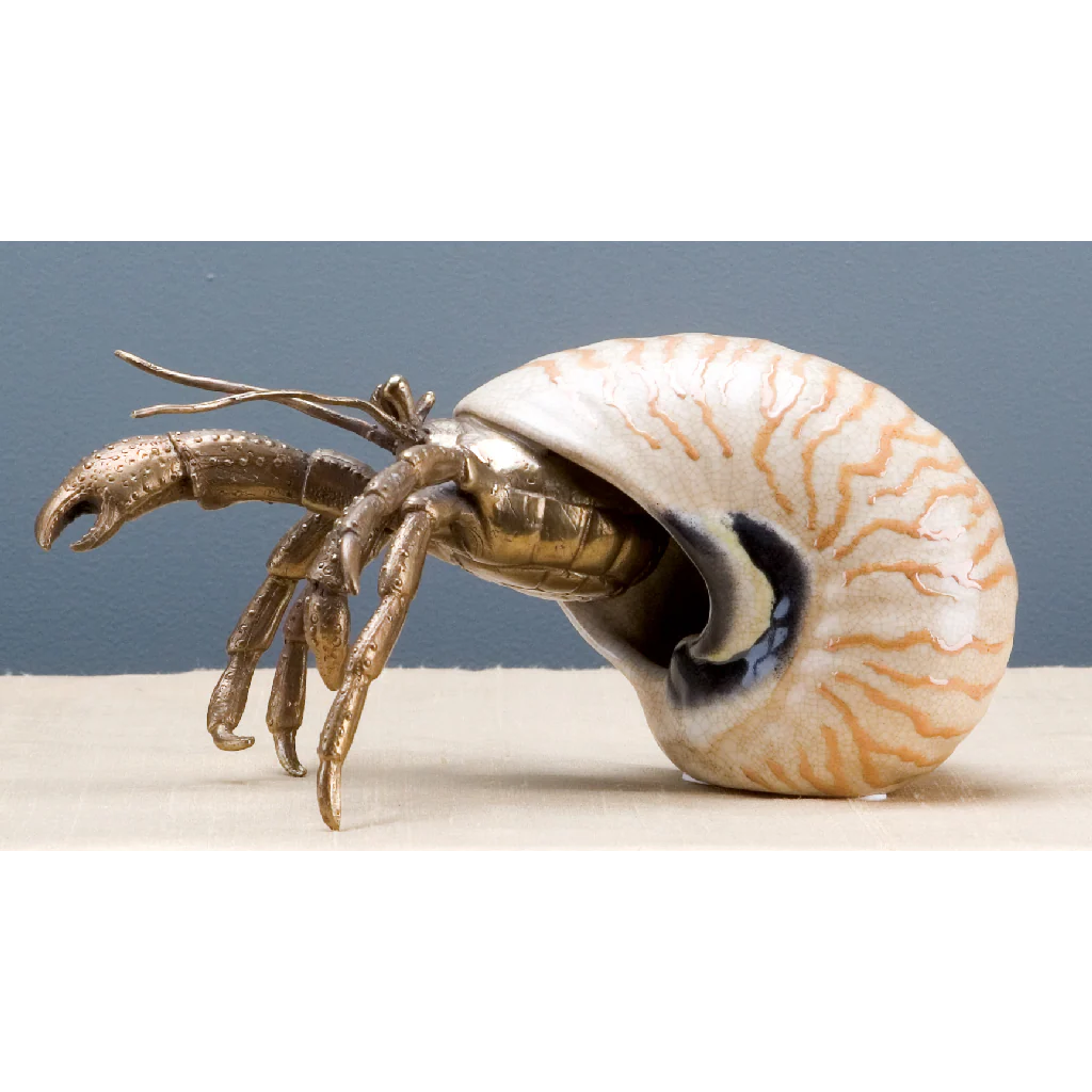 Danny's Fine Porcelain 10L X 7W X 5H PORCELAIN HERMIT CRAB WITH BRONZE- CORAL 14077 - Image 5