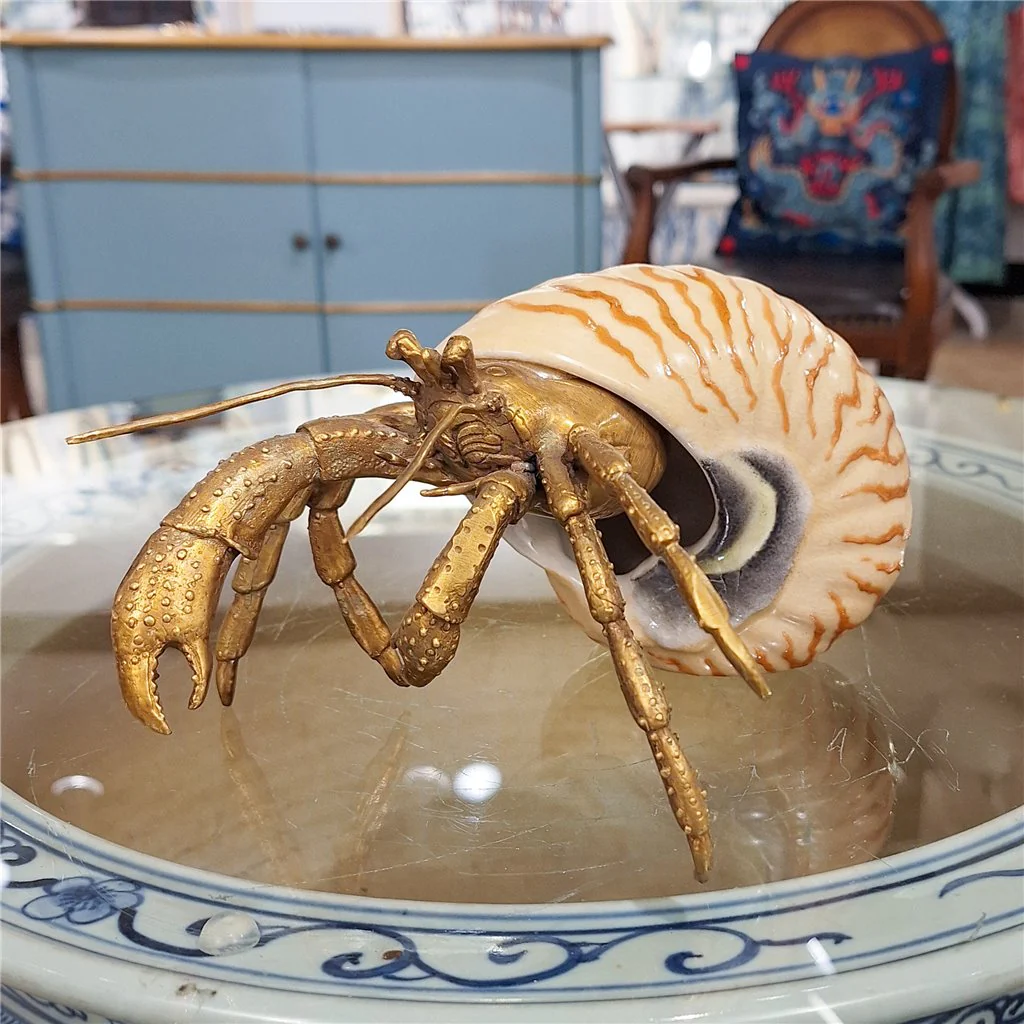Danny's Fine Porcelain 10L X 7W X 5H PORCELAIN HERMIT CRAB WITH BRONZE- CORAL 14077 - Image 7
