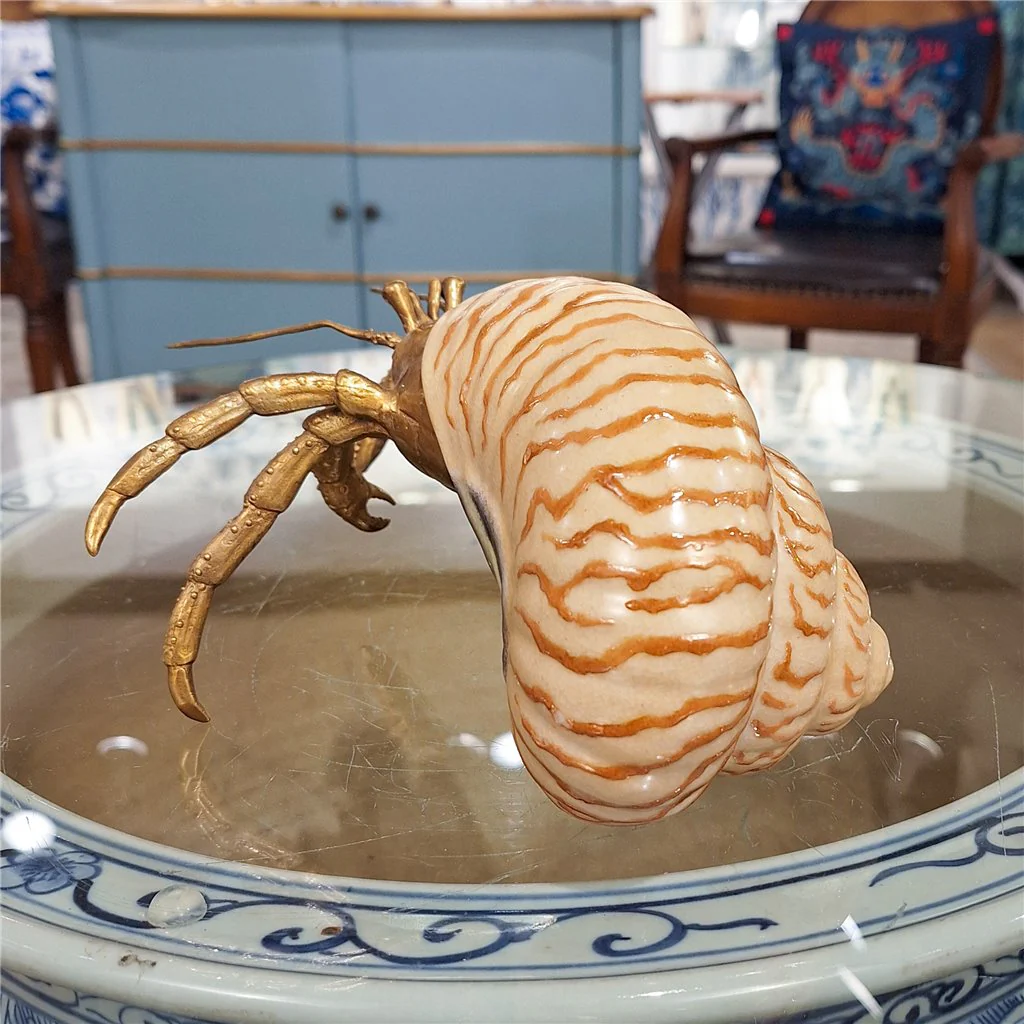 Danny's Fine Porcelain 10L X 7W X 5H PORCELAIN HERMIT CRAB WITH BRONZE- CORAL 14077 - Image 8