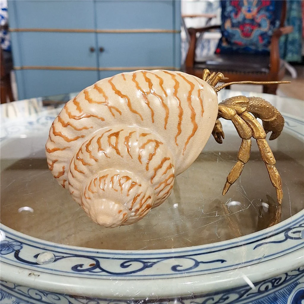 Danny's Fine Porcelain 10L X 7W X 5H PORCELAIN HERMIT CRAB WITH BRONZE- CORAL 14077 - Image 9
