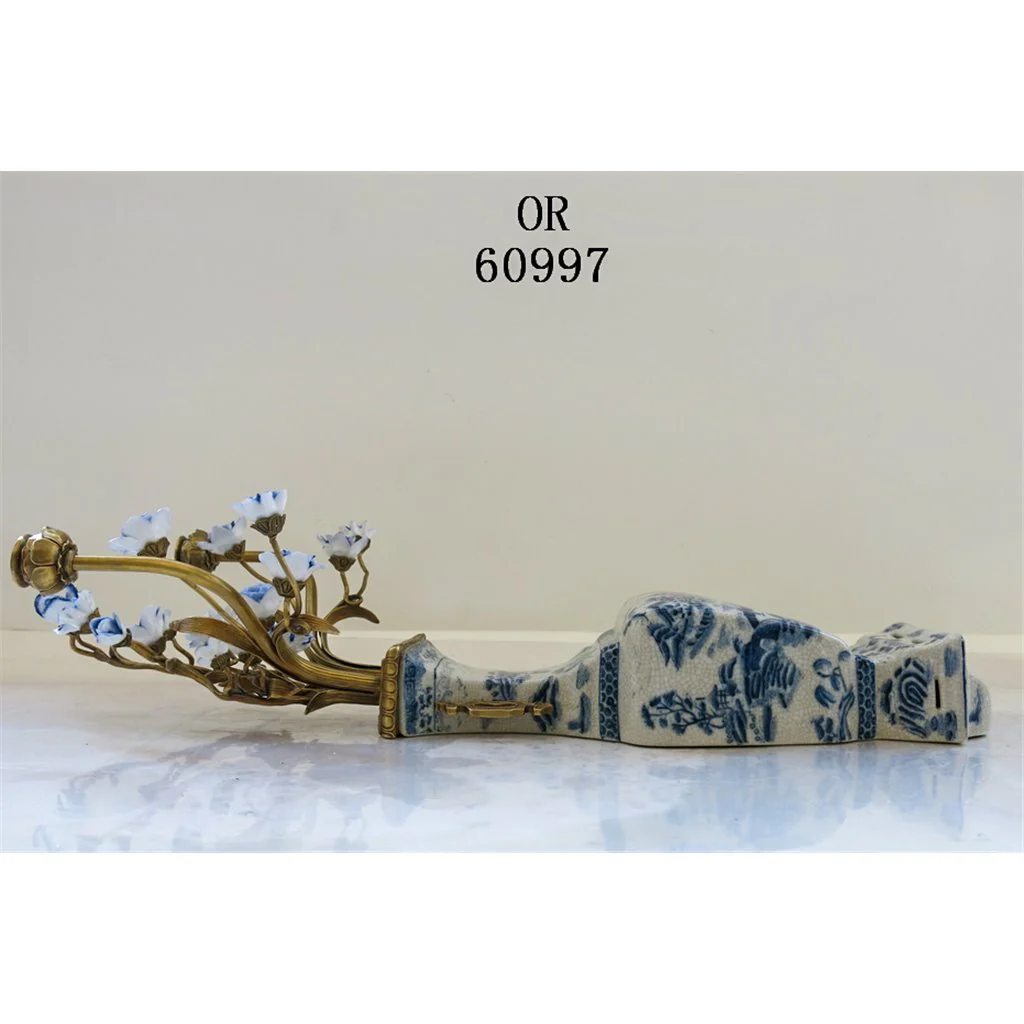 Danny's Fine Porcelain 12L X 3.5W X 28H Wall Hanging Vase with Candle Cups Blue Willow 60997 - Image 4