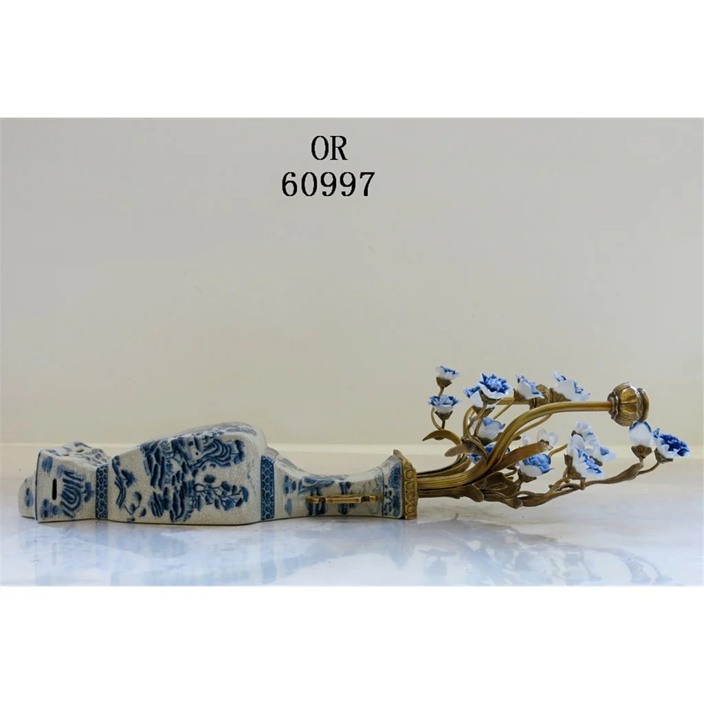 Danny's Fine Porcelain 12L X 3.5W X 28H Wall Hanging Vase with Candle Cups Blue Willow 60997 - Image 5