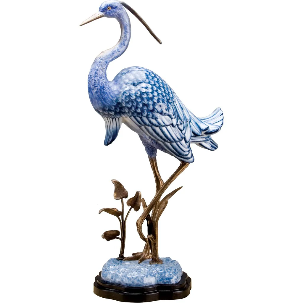 Danny's Fine Porcelain - Porcelain and Bronze Large Egret