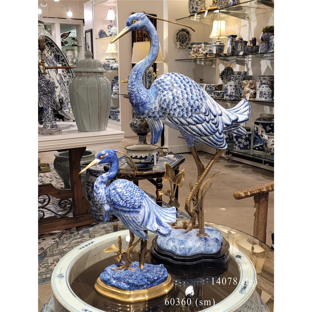 Danny's Fine Porcelain - Porcelain and Bronze Large Egret - Image 10