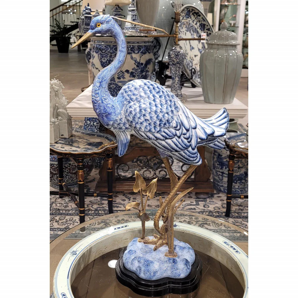 Danny's Fine Porcelain - Porcelain and Bronze Large Egret - Image 2