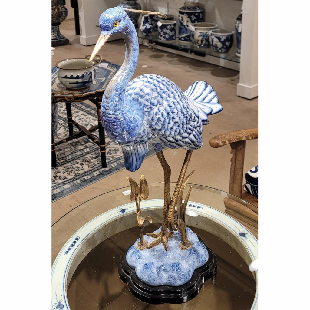 Danny's Fine Porcelain - Porcelain and Bronze Large Egret - Image 3
