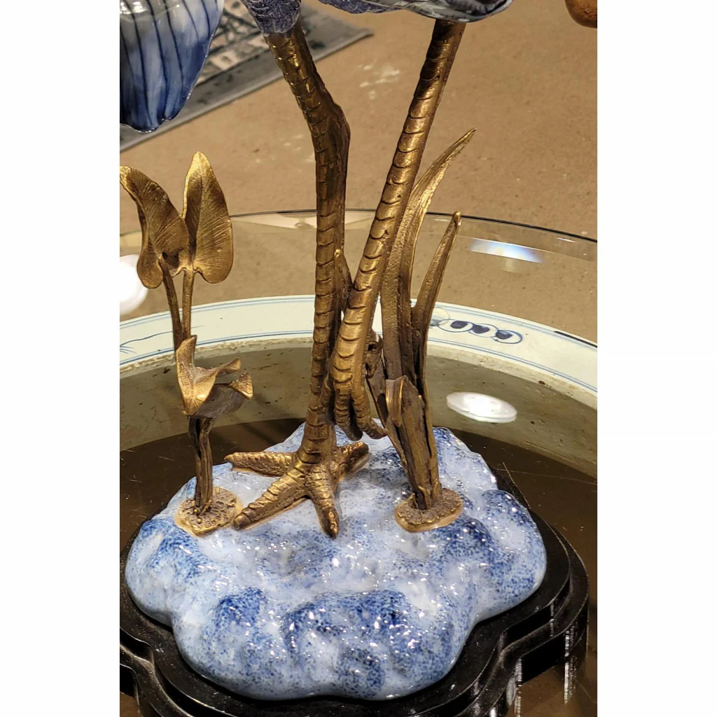 Danny's Fine Porcelain - Porcelain and Bronze Large Egret - Image 4