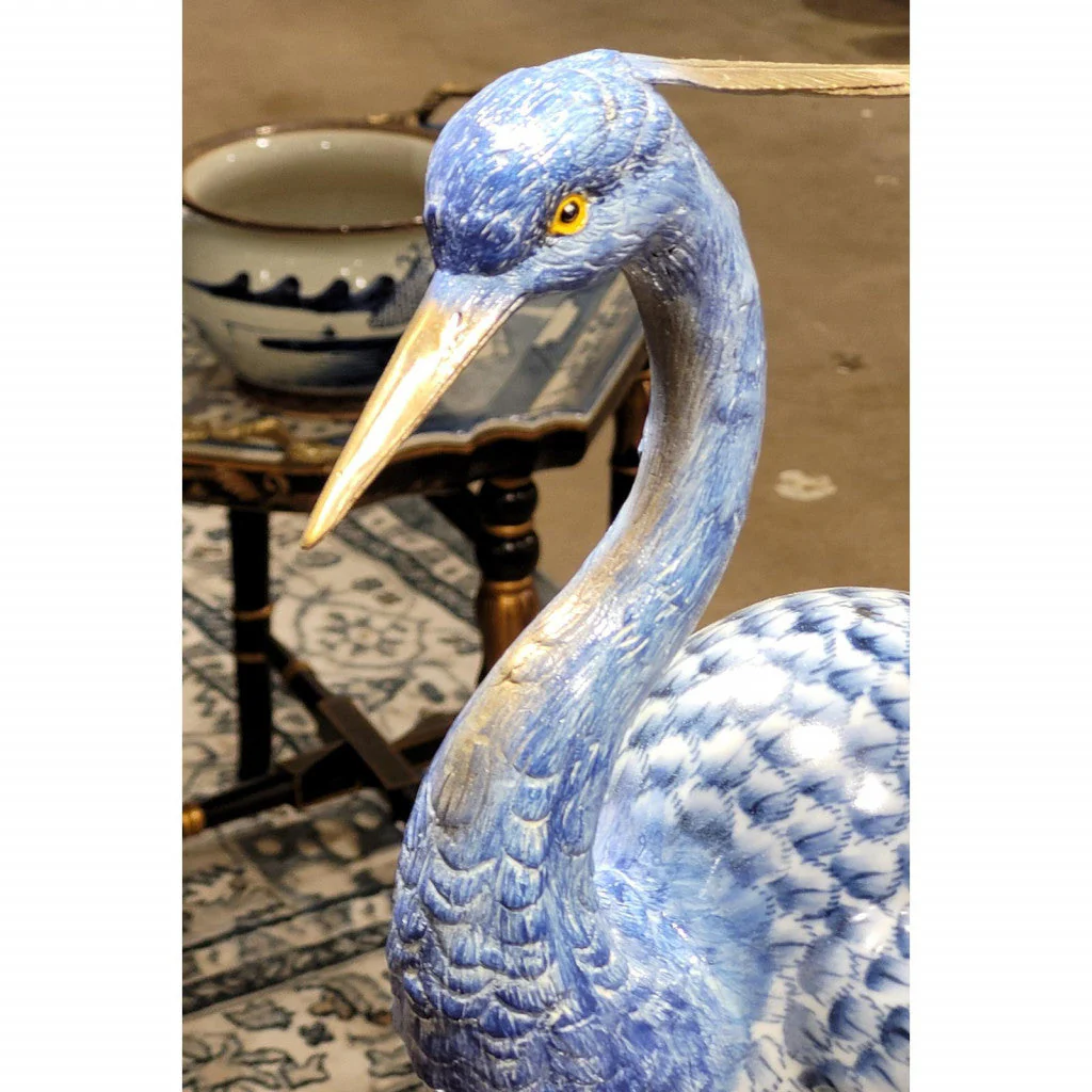 Danny's Fine Porcelain - Porcelain and Bronze Large Egret - Image 5