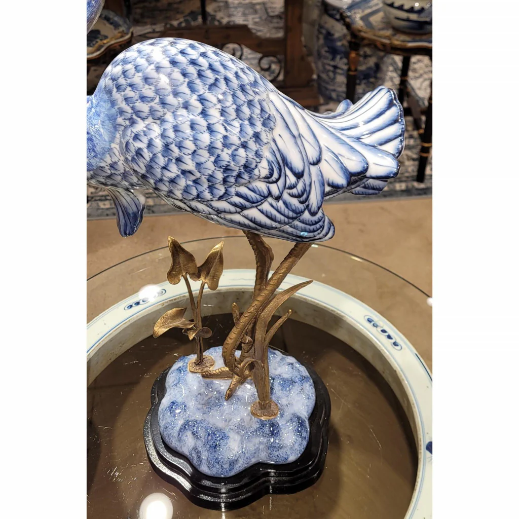 Danny's Fine Porcelain - Porcelain and Bronze Large Egret - Image 6