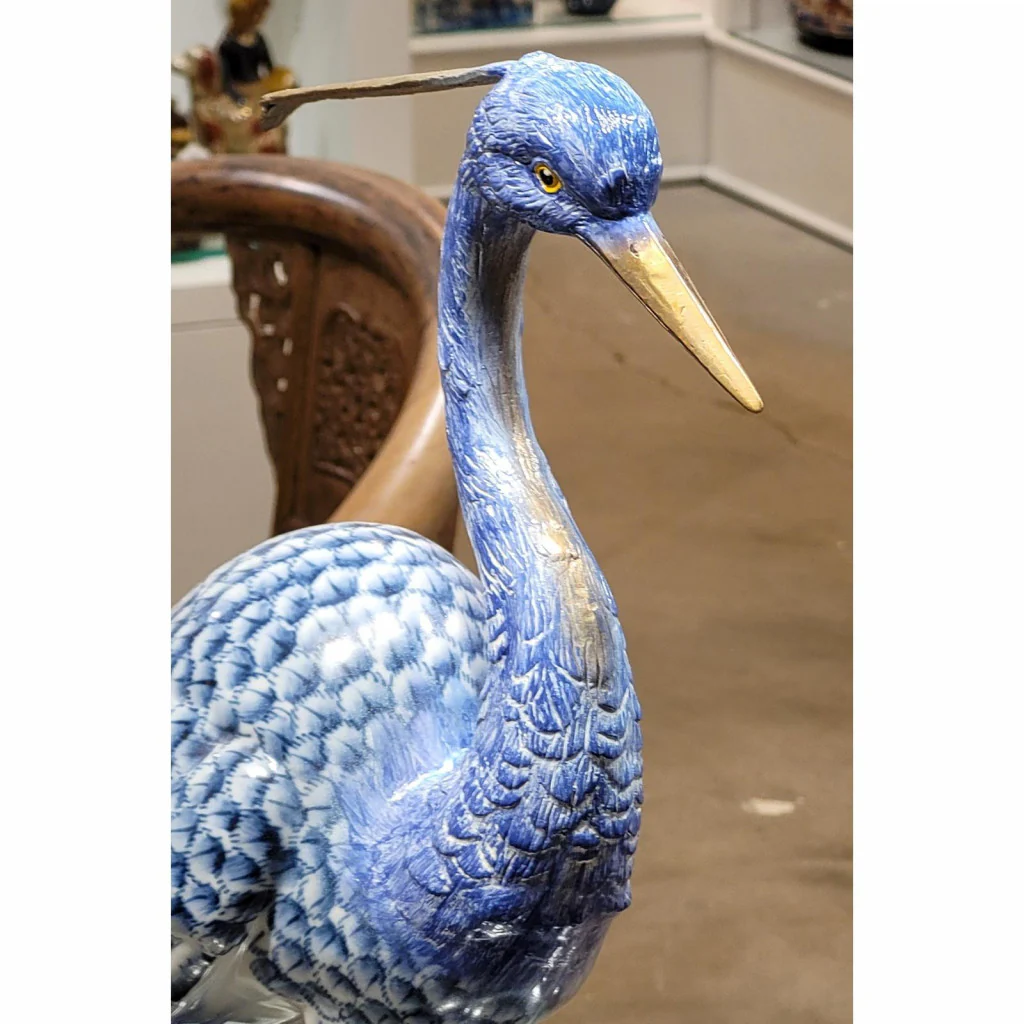 Danny's Fine Porcelain - Porcelain and Bronze Large Egret - Image 7