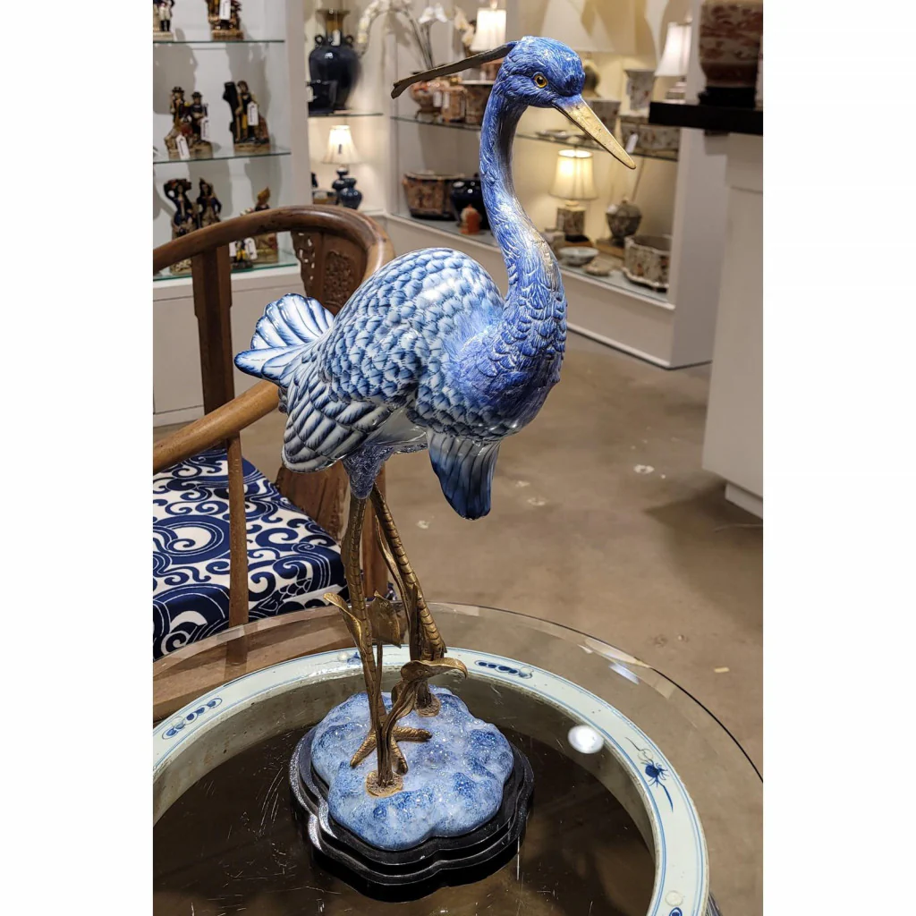 Danny's Fine Porcelain - Porcelain and Bronze Large Egret - Image 8