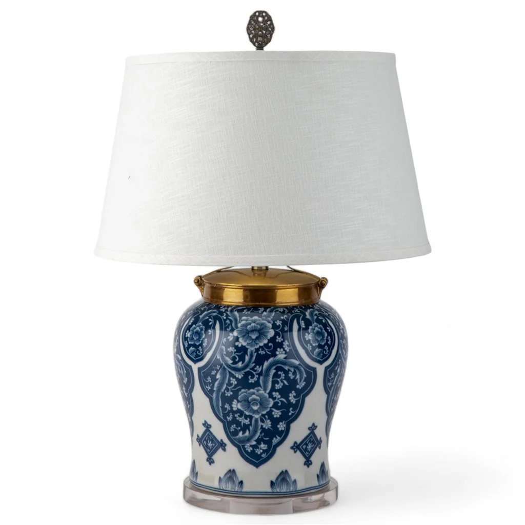 Danny's Fine Porcelain 17Lx17Wx27H Porcelain Warrior Jar Lamp [Acrylic_Base/Sh:2-847-17] 14088-LA