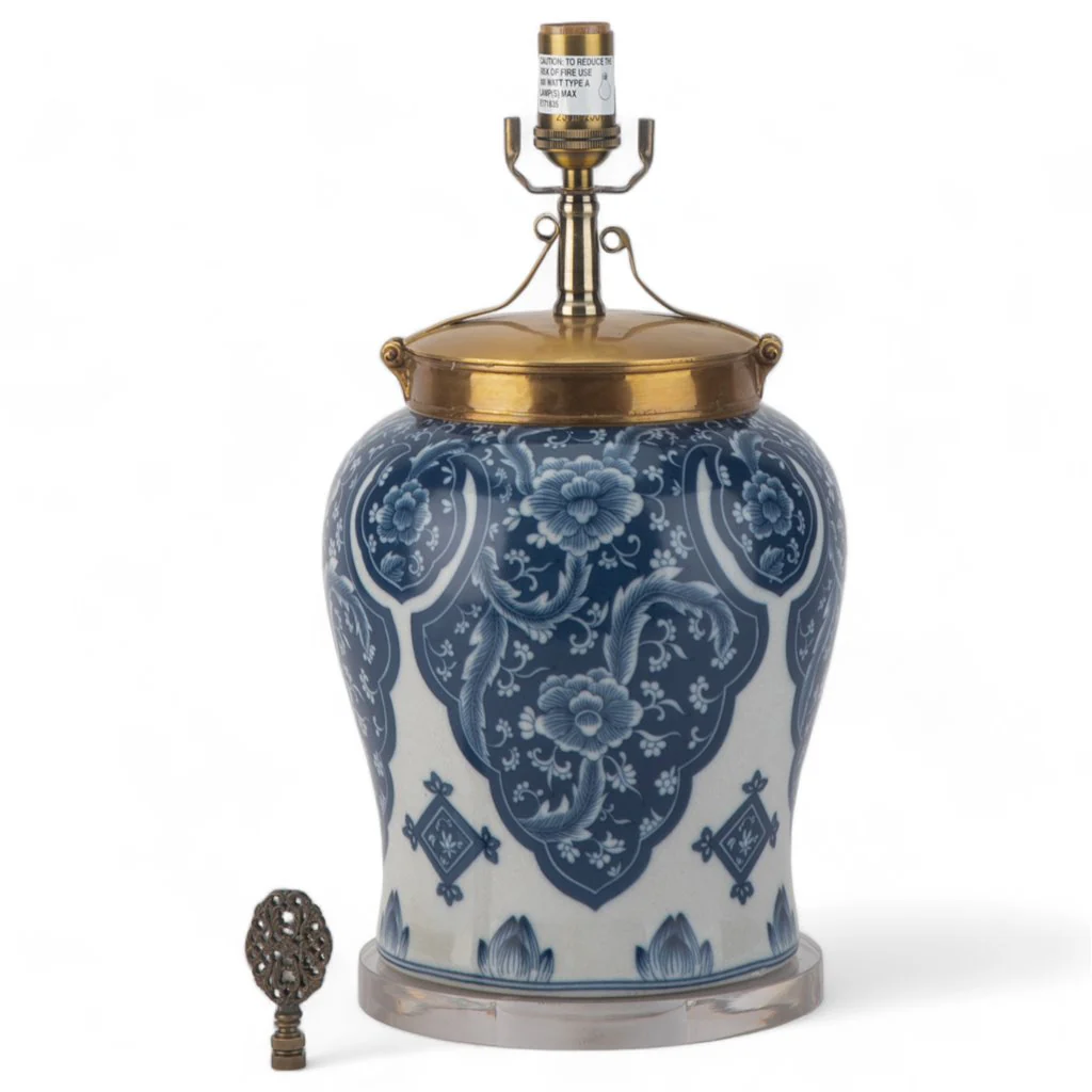 Danny's Fine Porcelain 17Lx17Wx27H Porcelain Warrior Jar Lamp [Acrylic_Base/Sh:2-847-17] 14088-LA - Image 4