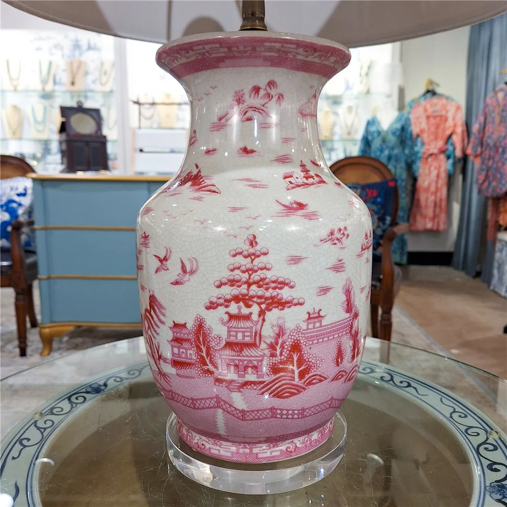 Danny's Fine Porcelain 17Lx17Wx29H Porcelain Lamp - Pink And White Willow [Acrylic_Base/Sh:2-847-17] 14212-LA - Image 10