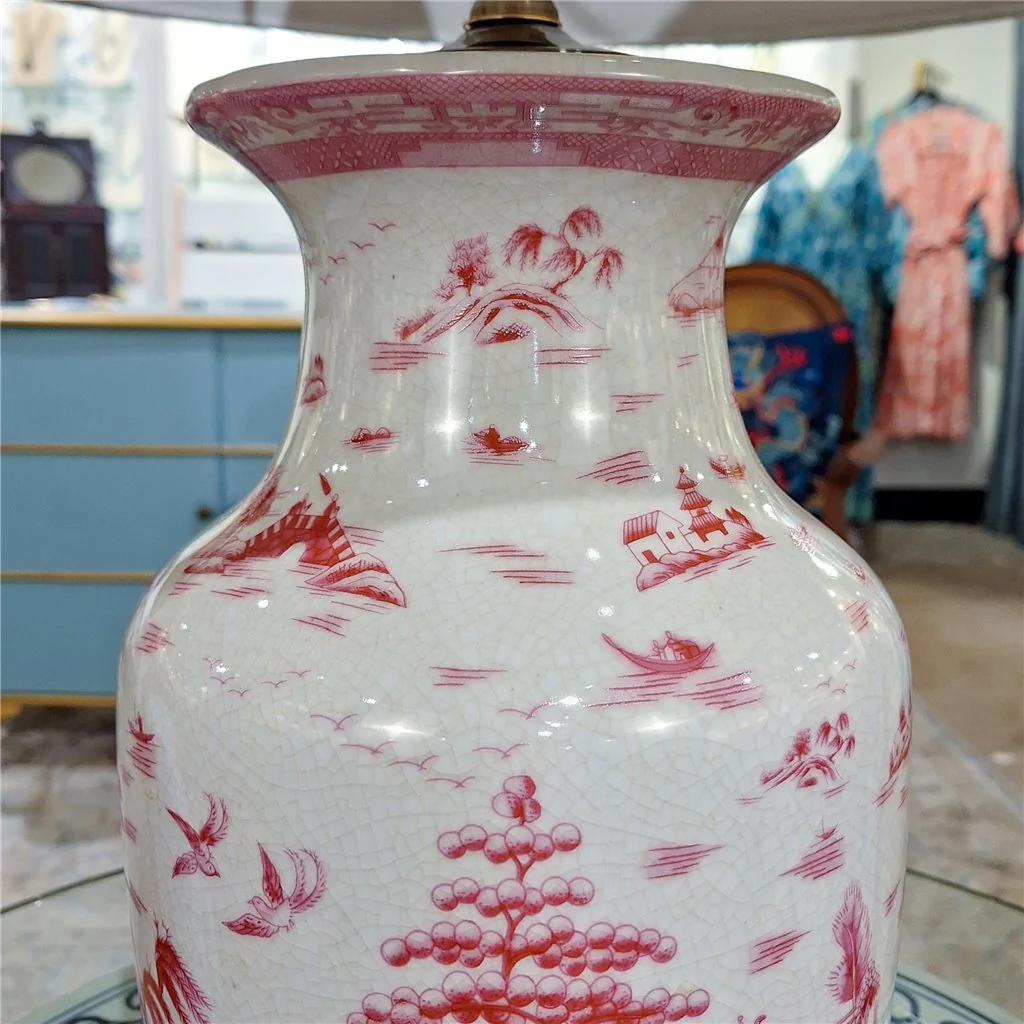 Danny's Fine Porcelain 17Lx17Wx29H Porcelain Lamp - Pink And White Willow [Acrylic_Base/Sh:2-847-17] 14212-LA - Image 8