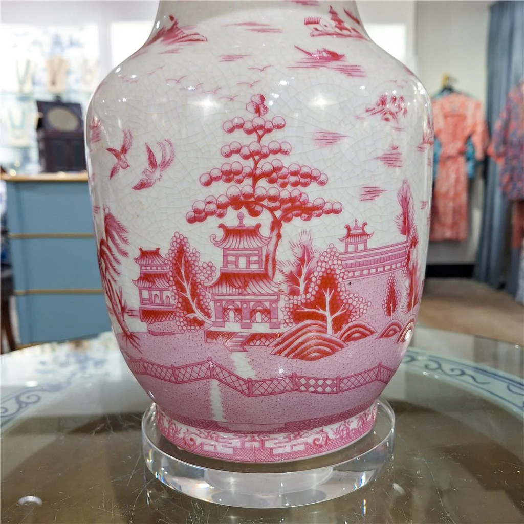 Danny's Fine Porcelain 17Lx17Wx29H Porcelain Lamp - Pink And White Willow [Acrylic_Base/Sh:2-847-17] 14212-LA - Image 9