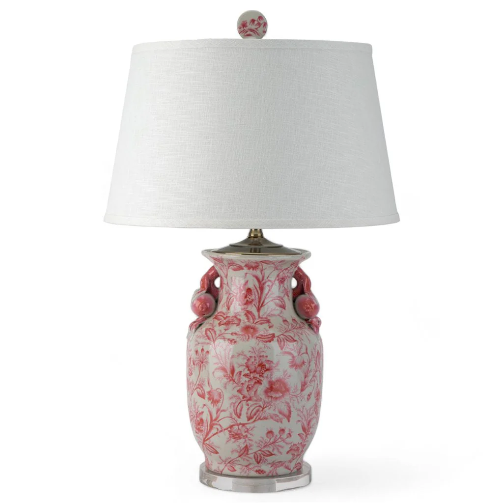 Danny's Fine Porcelain 17Lx17Wx30H Lamp - Pink Primrose [Acrylic_Base/Sh:2-847-17] 14236-LA