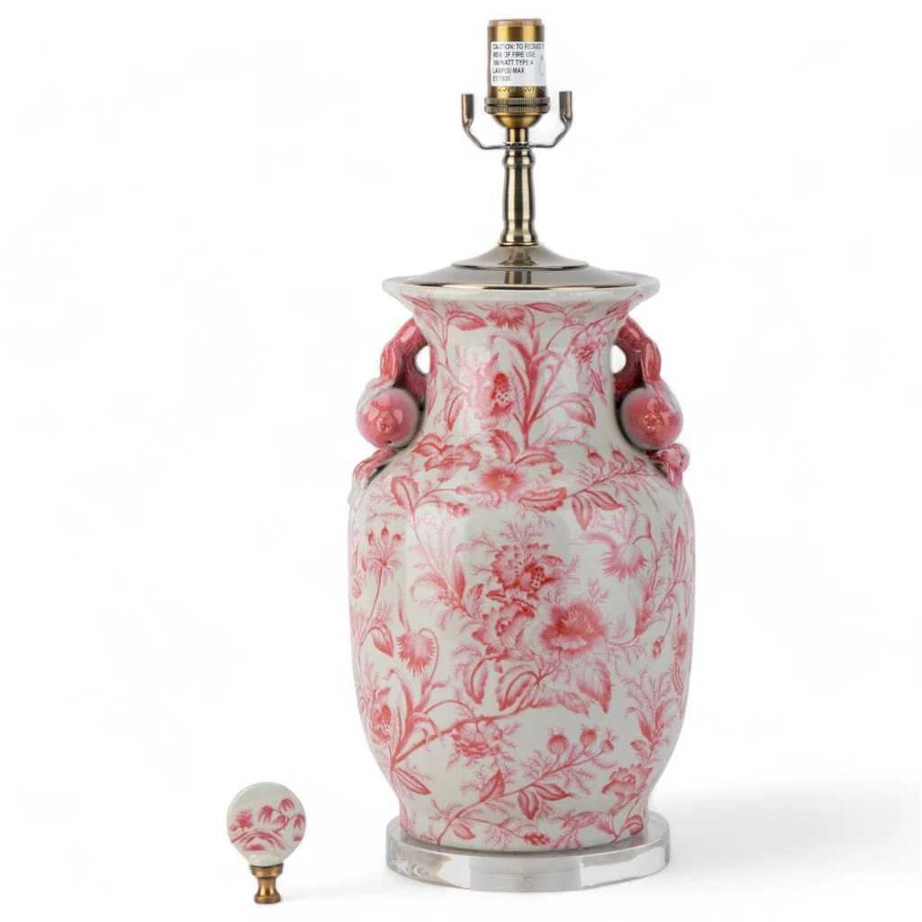 Danny's Fine Porcelain 17Lx17Wx30H Lamp - Pink Primrose [Acrylic_Base/Sh:2-847-17] 14236-LA - Image 4