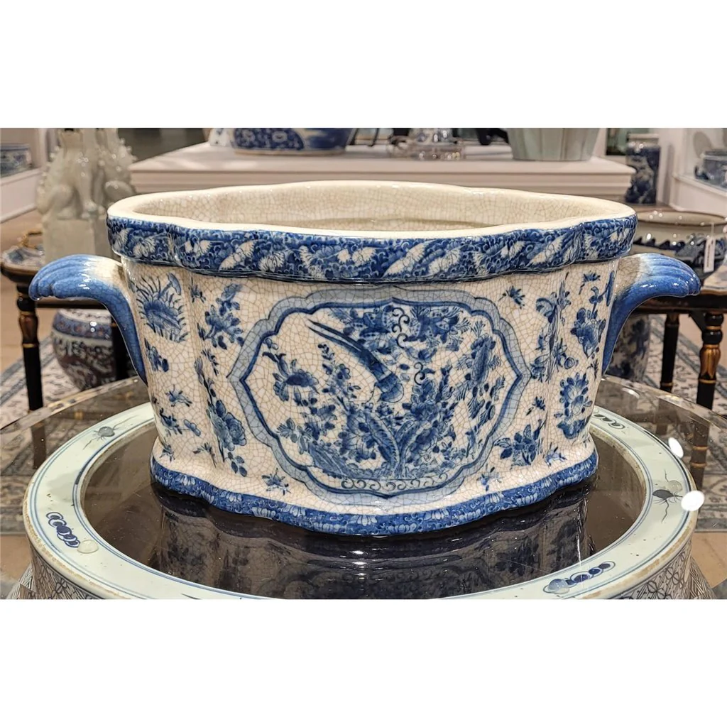 Danny's Fine Porcelain 18X10X10 FOOTBATH - B/W BIRDS & FLORAL(WOOD STAND SOLD SEPARATELY: G216-13.5) 11618 - Image 11