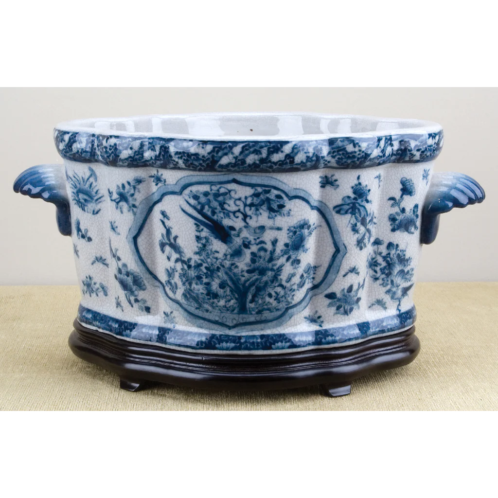 Danny's Fine Porcelain 18X10X10 FOOTBATH - B/W BIRDS & FLORAL(WOOD STAND SOLD SEPARATELY: G216-13.5) 11618 - Image 3