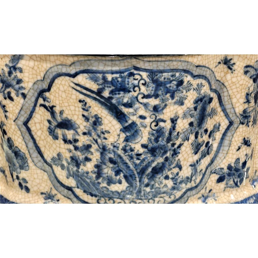 Danny's Fine Porcelain 18X10X10 FOOTBATH - B/W BIRDS & FLORAL(WOOD STAND SOLD SEPARATELY: G216-13.5) 11618 - Image 5