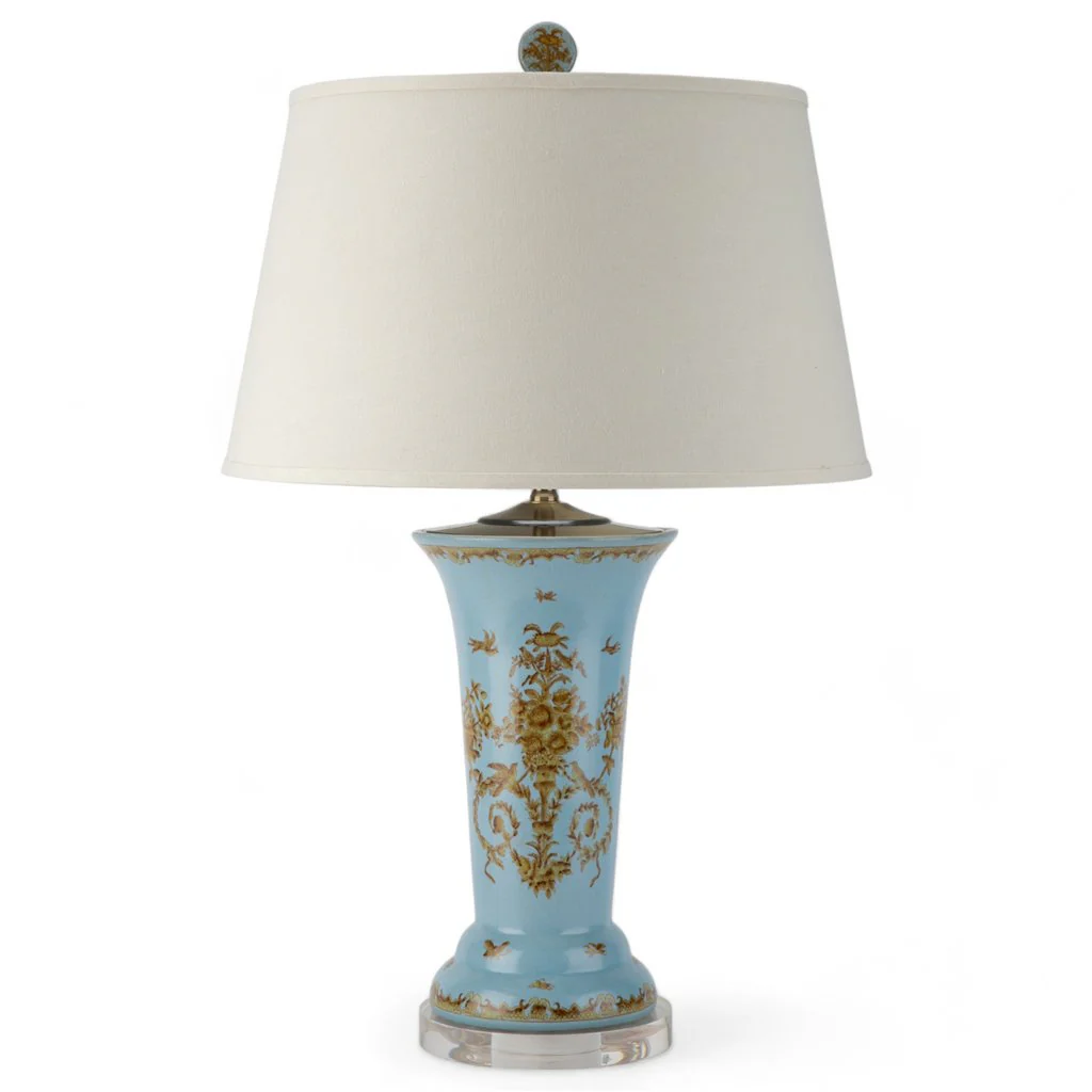 Danny's Fine Porcelain 19Lx19Wx31H Vase Lamp - Celadon Lampas [Acrylic_Base/Sh:2-830-19] 11695-LA