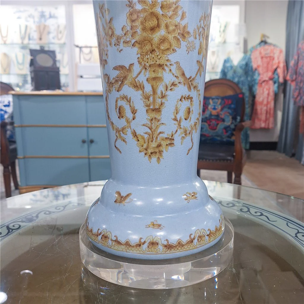 Danny's Fine Porcelain 19Lx19Wx31H Vase Lamp - Celadon Lampas [Acrylic_Base/Sh:2-830-19] 11695-LA - Image 10