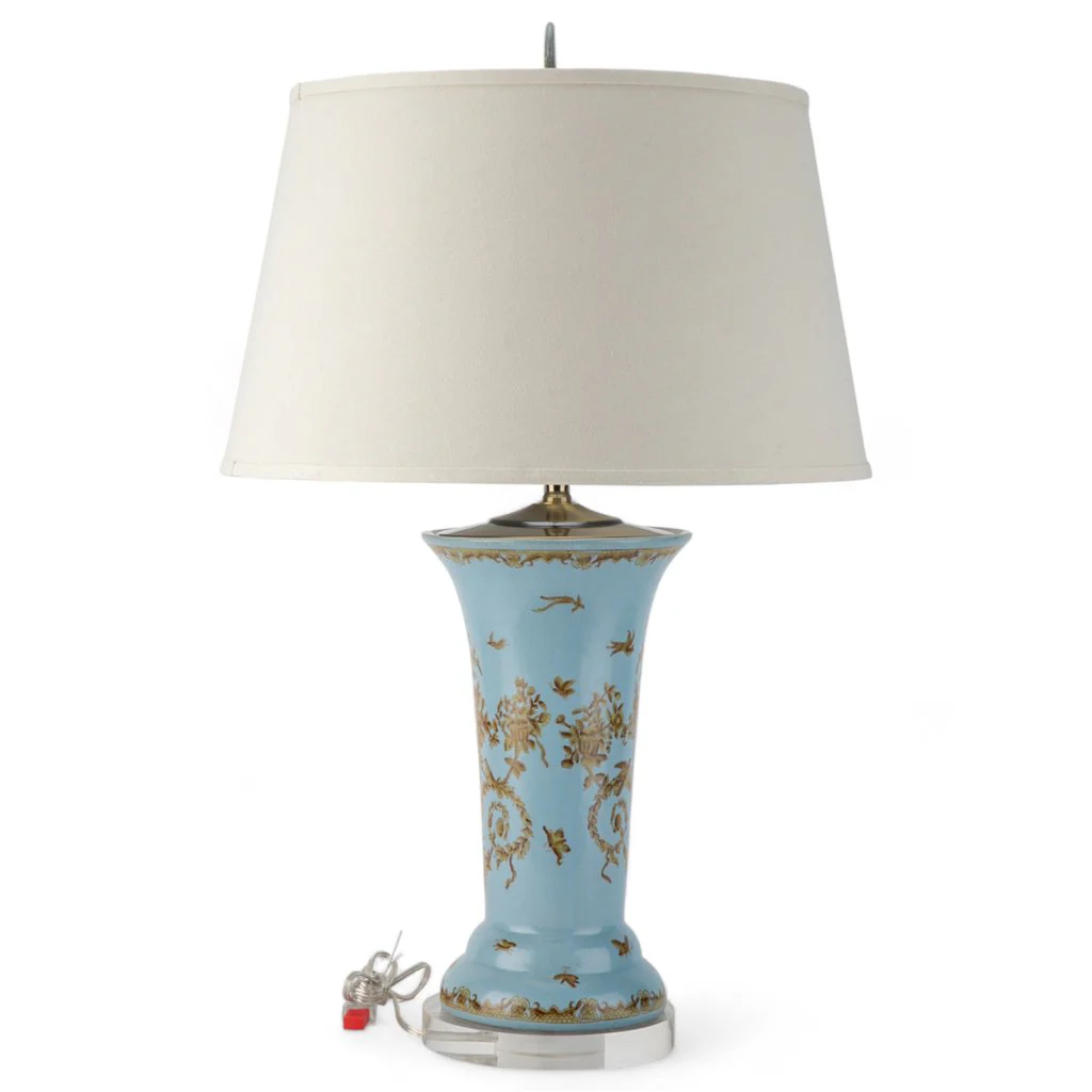 Danny's Fine Porcelain 19Lx19Wx31H Vase Lamp - Celadon Lampas [Acrylic_Base/Sh:2-830-19] 11695-LA - Image 3