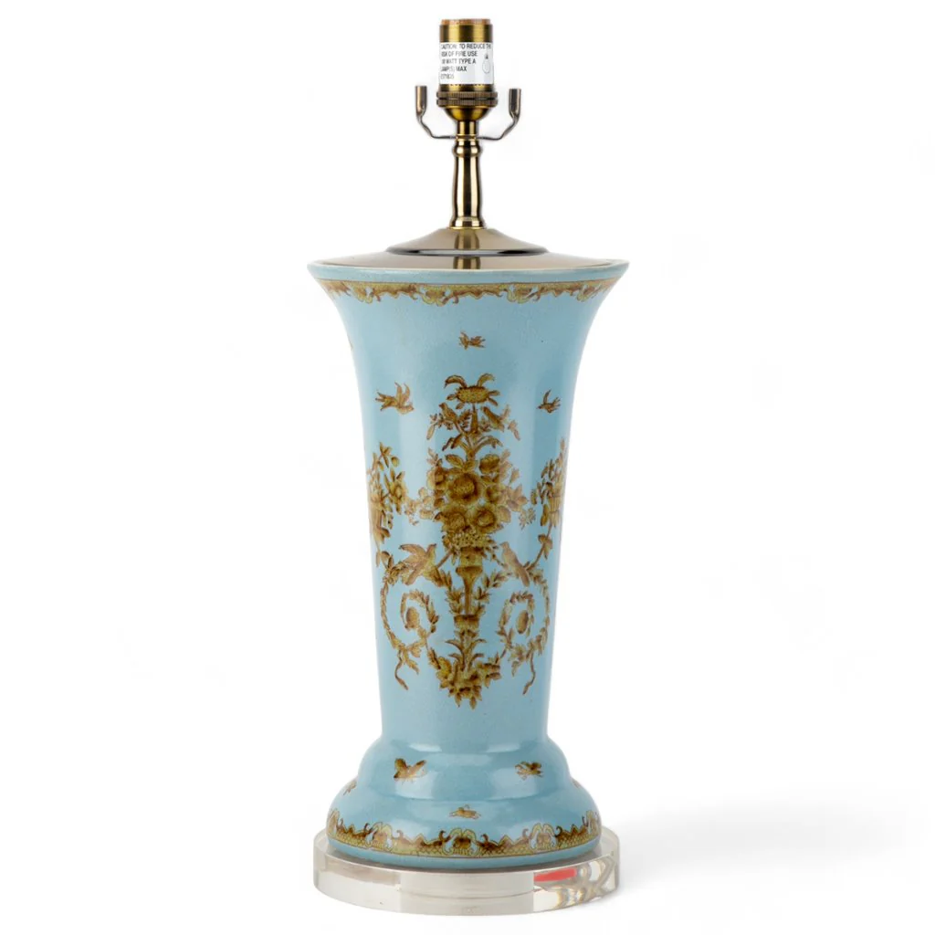 Danny's Fine Porcelain 19Lx19Wx31H Vase Lamp - Celadon Lampas [Acrylic_Base/Sh:2-830-19] 11695-LA - Image 6
